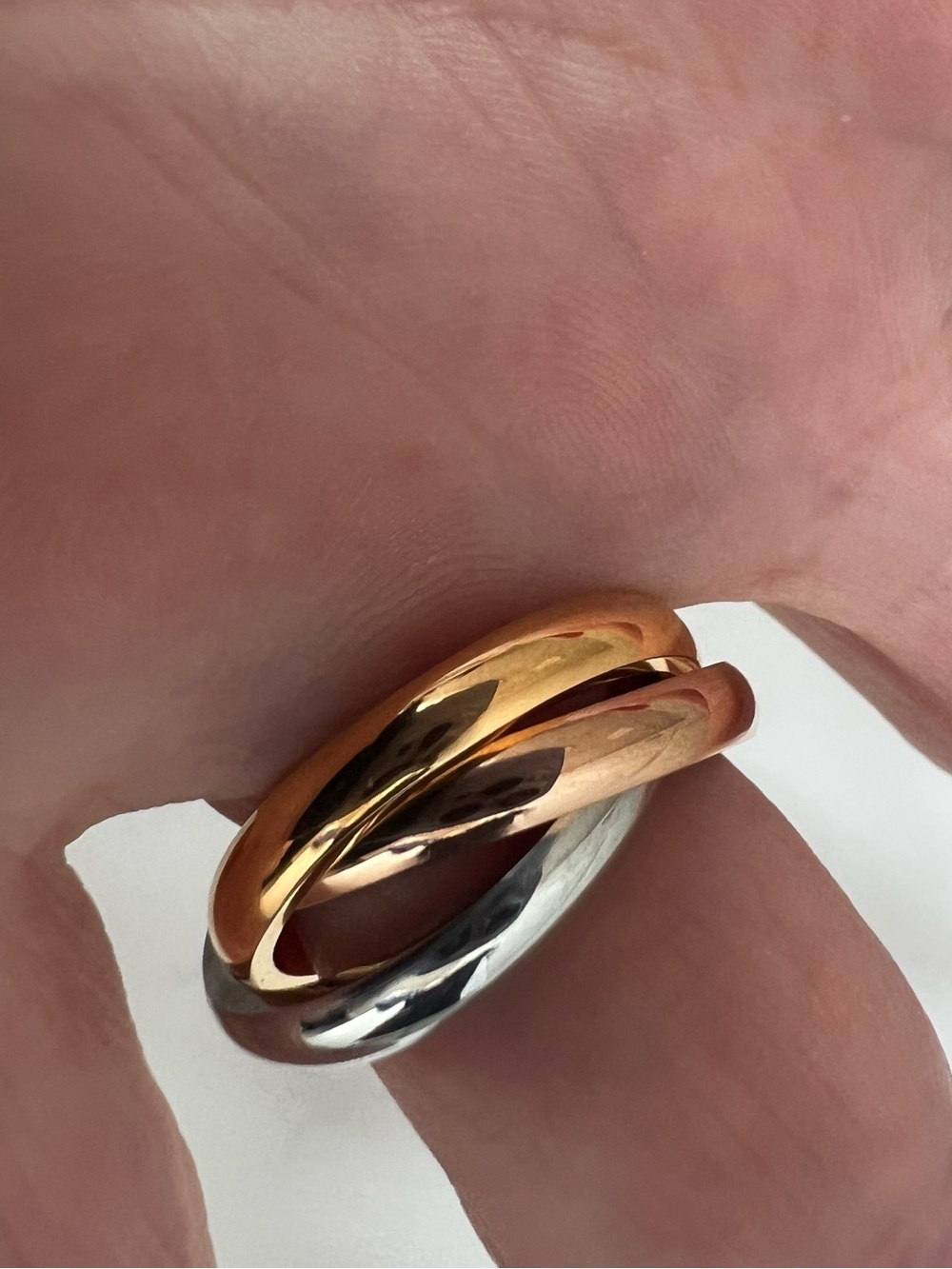 Trio Interlocking Band Ring - Rose Gold, Yellow Gold & Silver